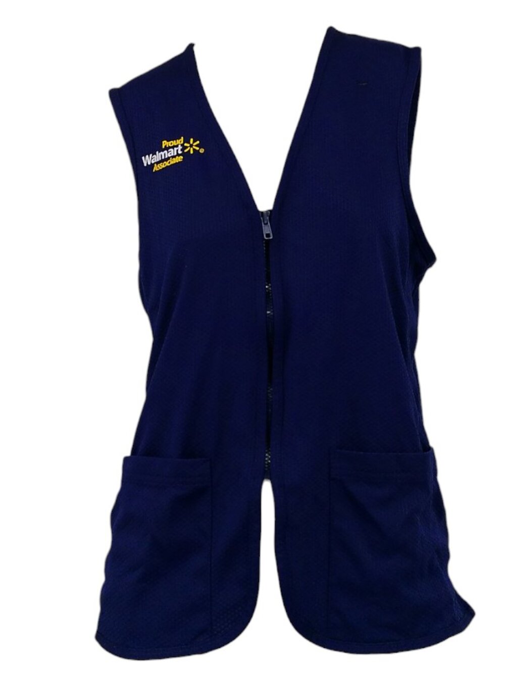 Walmart Proud Associate Women Small Navy Blue Zip Work Vest